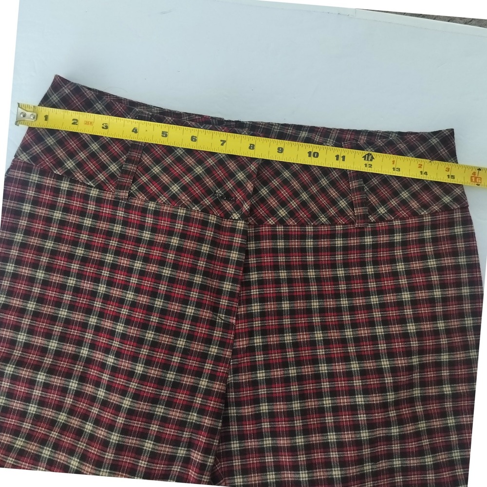Celine by Champion Red Plaid Trousers Straight Leg Pants Size L Made in USA - Picture 8 of 8